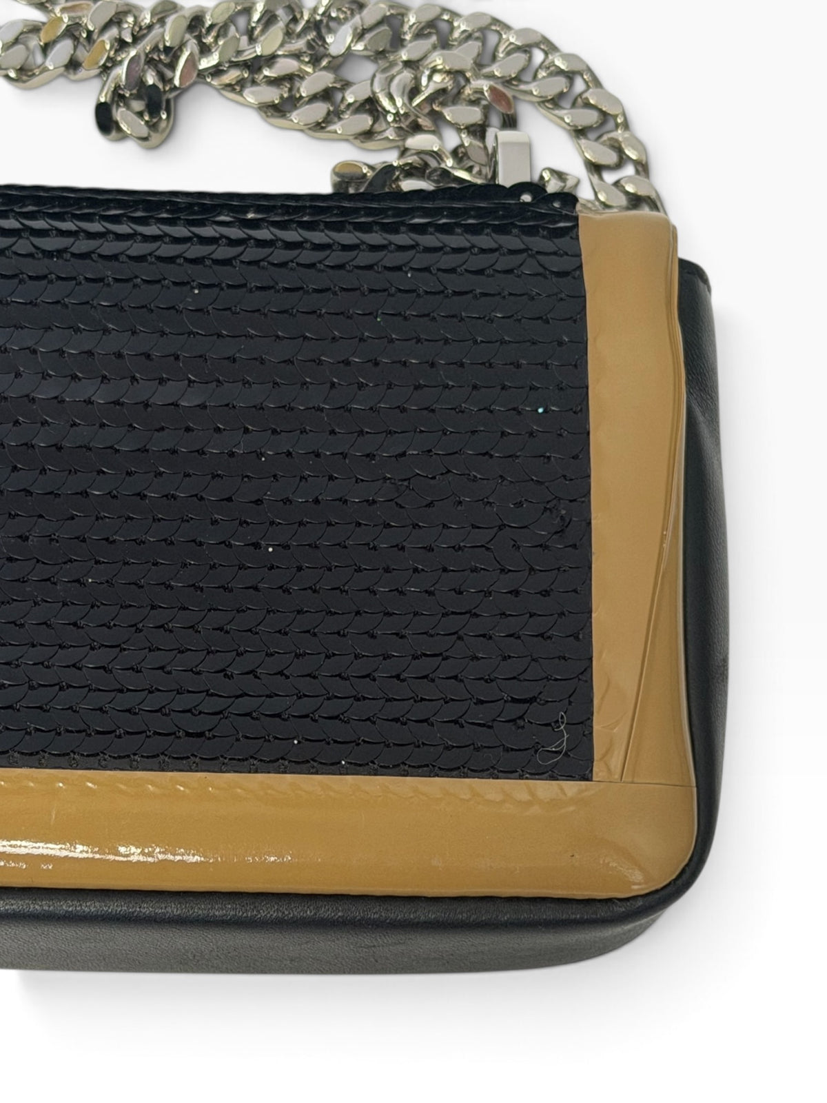 Burberry Black Sequin & Leather Chain Shoulder Bag | Pre-Owned