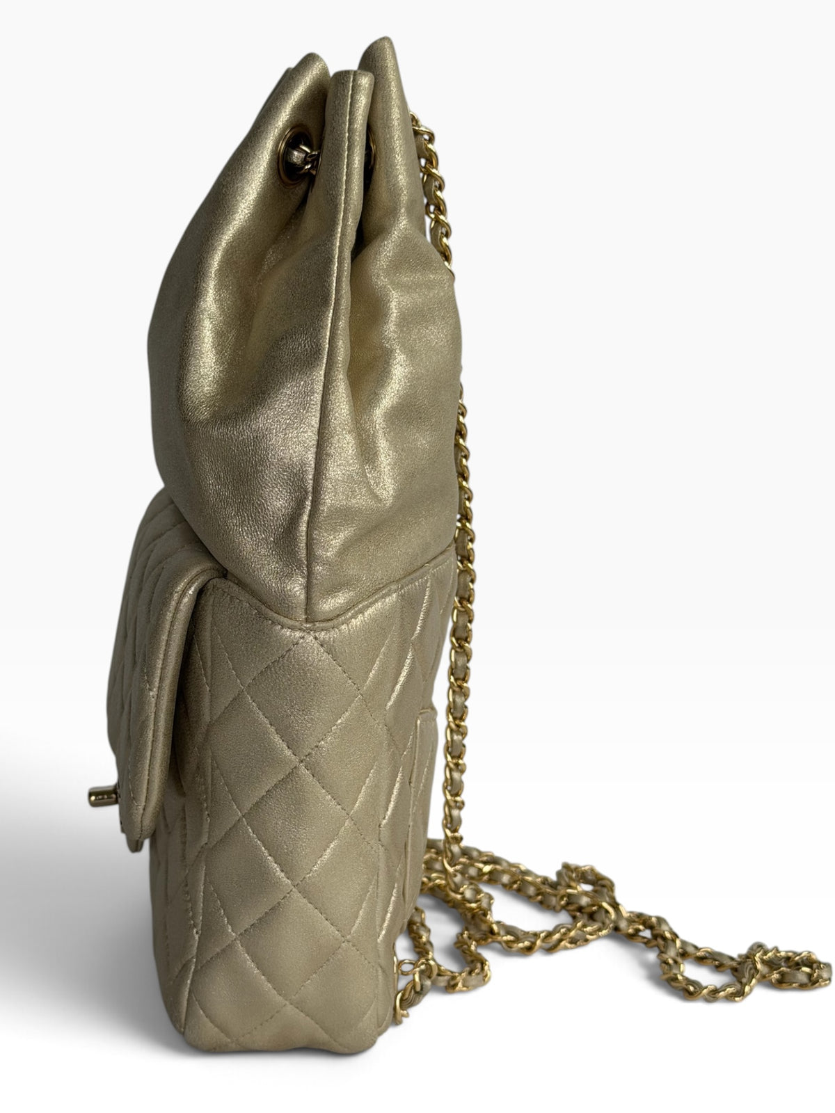 Chanel Small In Seoul Metallic Light Gold Lambskin Backpack | Pre-Owned