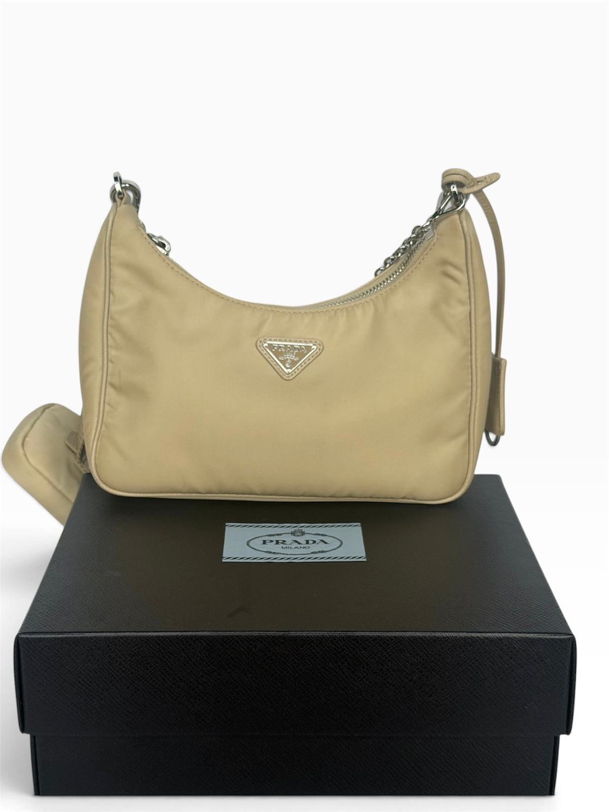Prada Re-Edition 2005 Beige Shoulder Bag | Pre-Owned