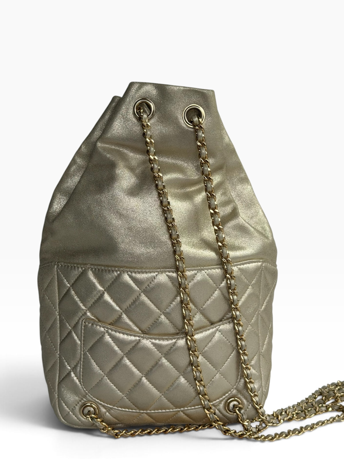 Chanel Small In Seoul Metallic Light Gold Lambskin Backpack | Pre-Owned