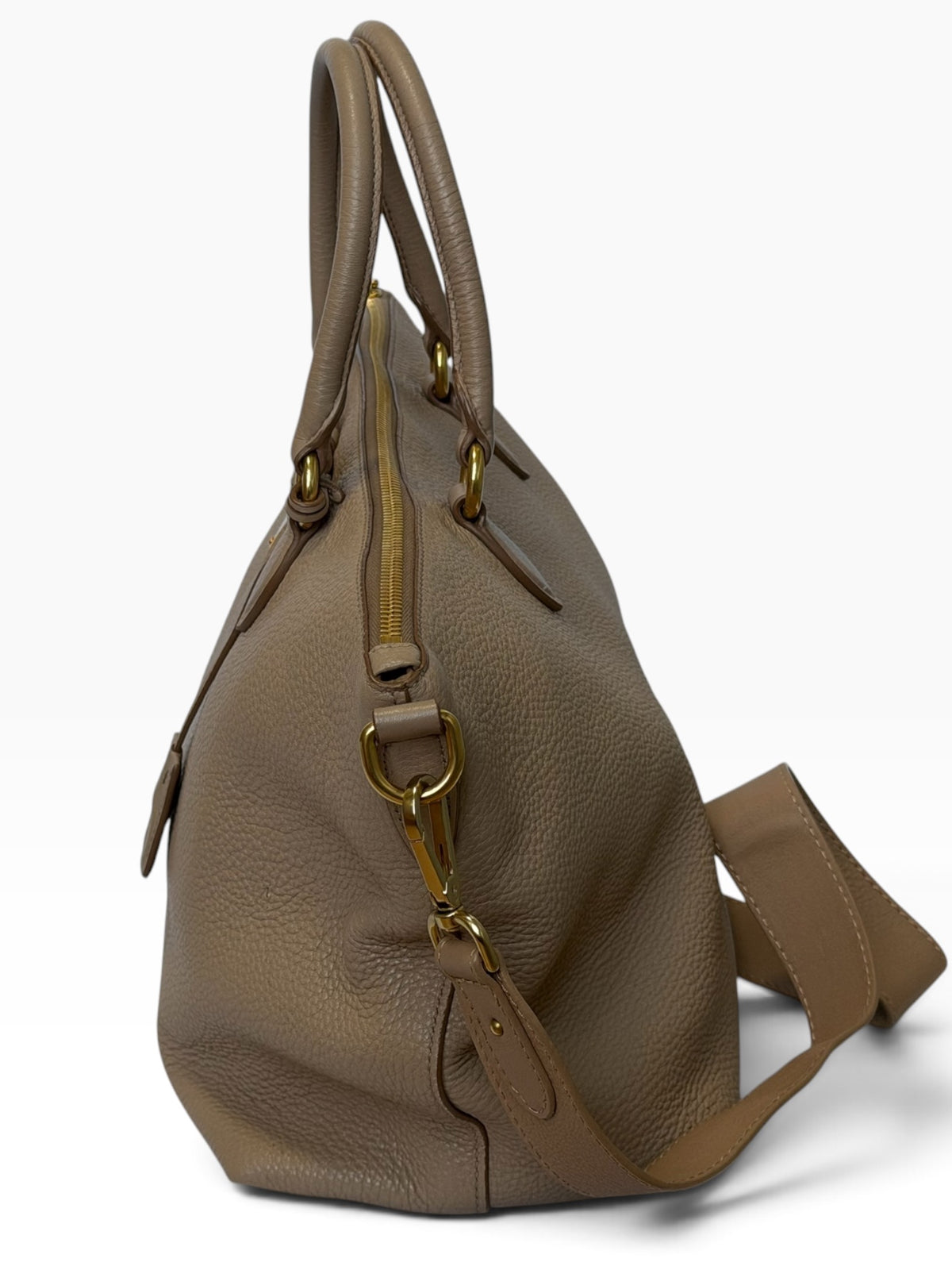 Prada Vitello Daino Taupe Leather Tote | Pre-Owned