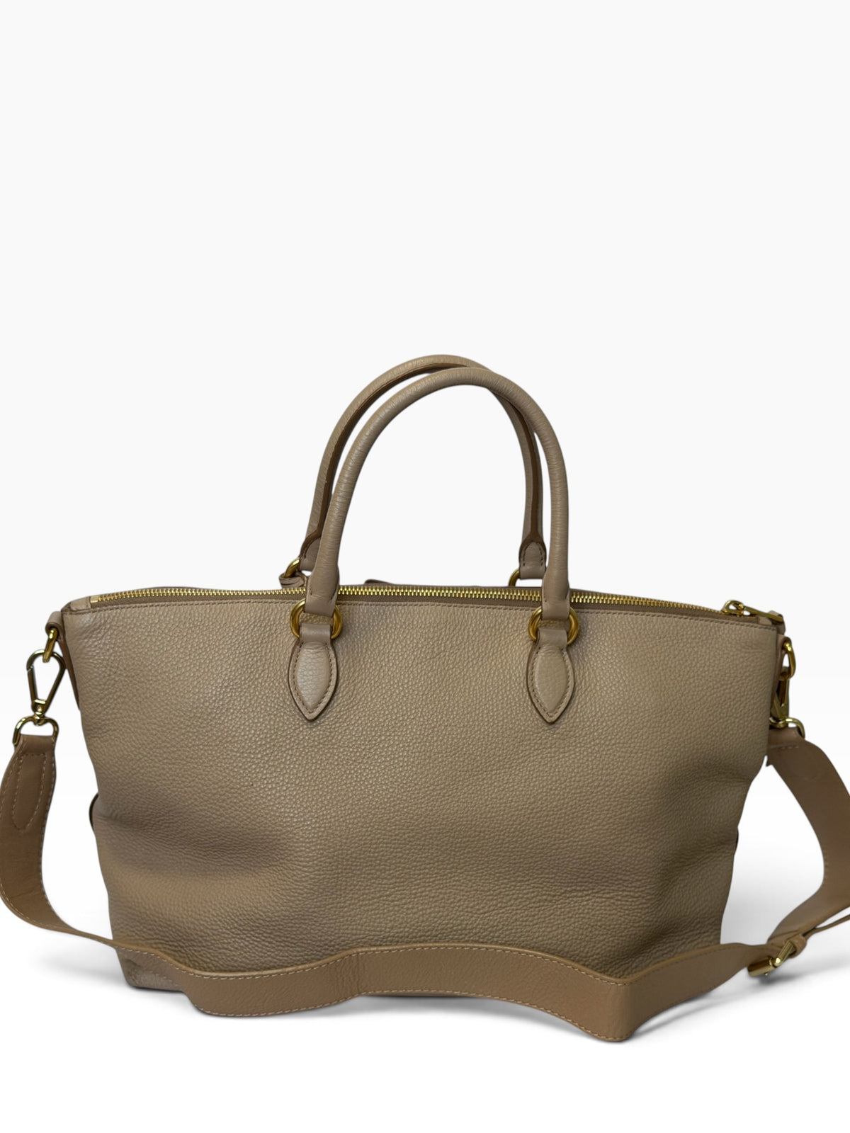 Prada Vitello Daino Taupe Leather Tote | Pre-Owned