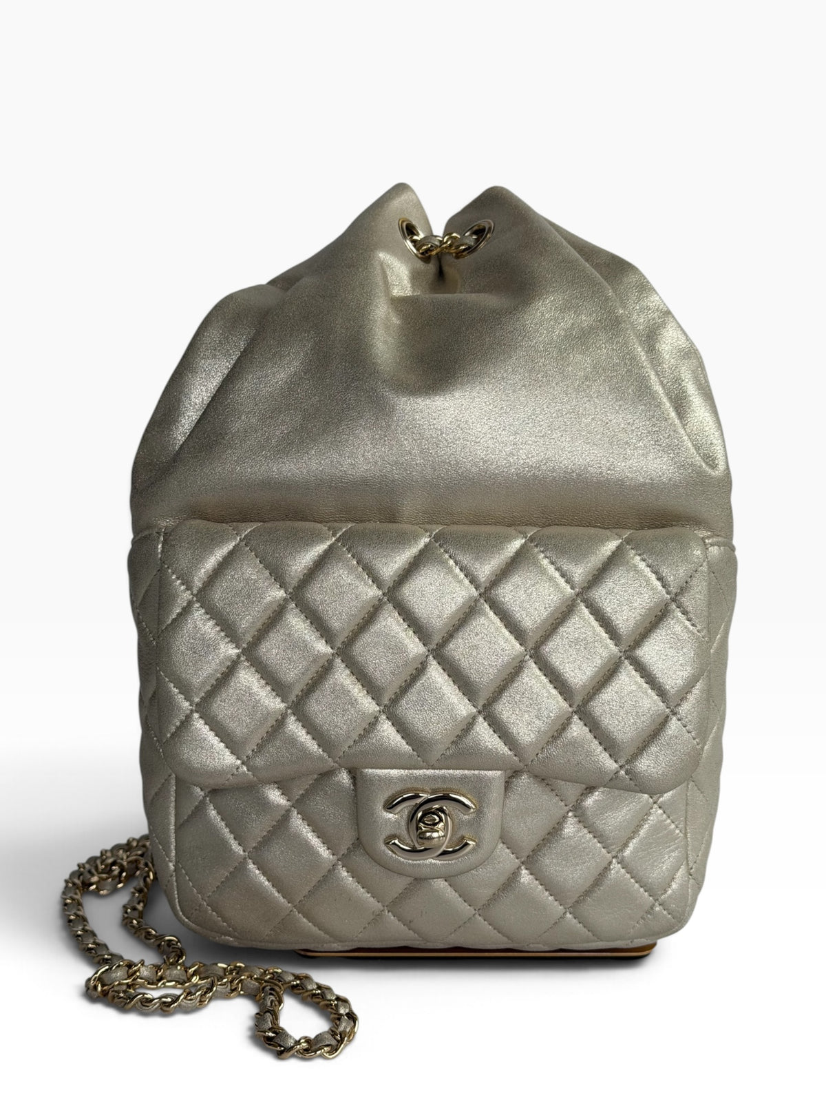 Chanel Small In Seoul Metallic Light Gold Lambskin Backpack | Pre-Owned
