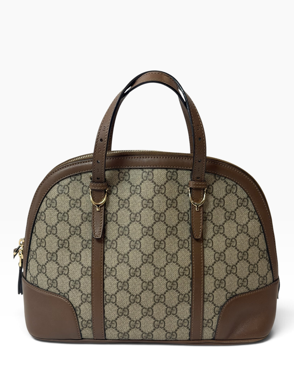 Gucci GG Supreme Dome Boston Bag in Brown | Pre-Owned