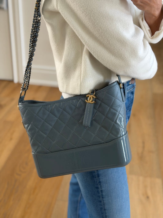 Chanel Gabrielle Blue Quilted Leather Bag | Pre-Owned