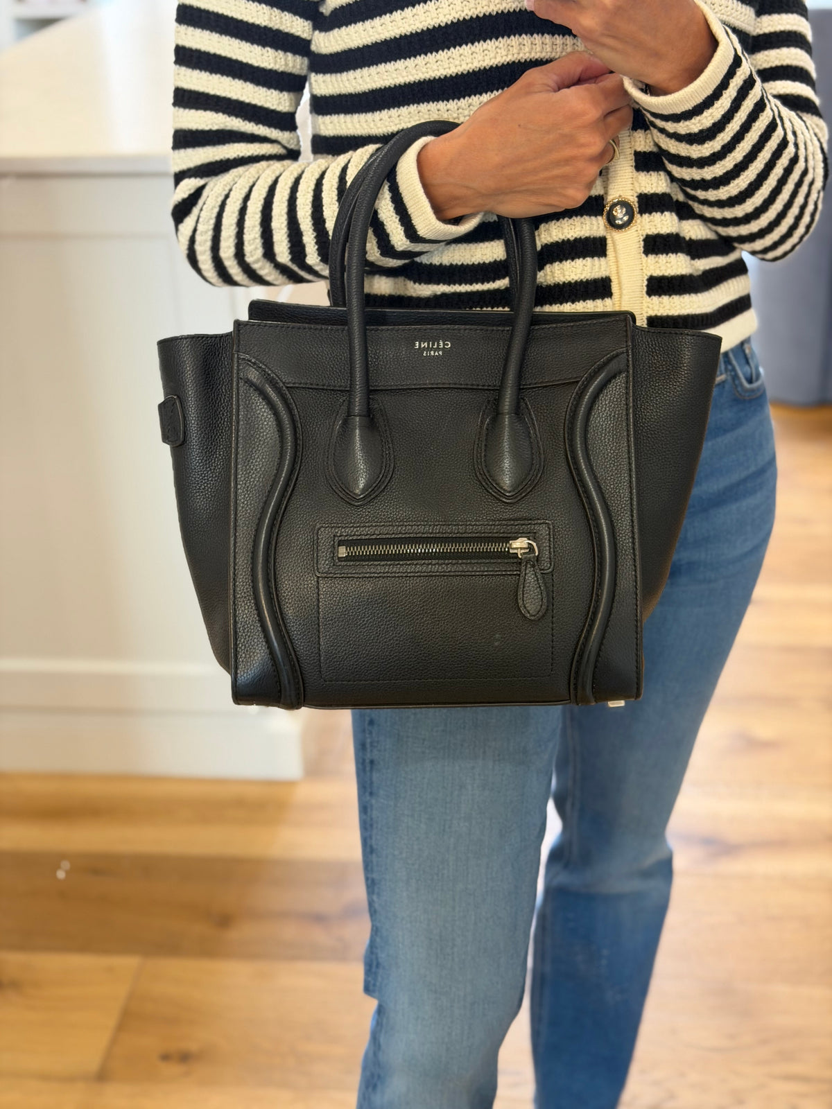 Celine Black Leather Luggage Tote Bag | Pre-Owned