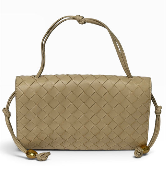 Bottega Veneta Beige Intrecciato Leather Shoulder Bag | Pre-Owned