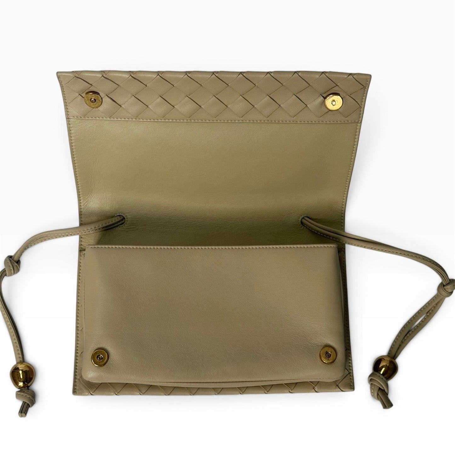 Bottega Veneta Beige Intrecciato Leather Shoulder Bag | Pre-Owned