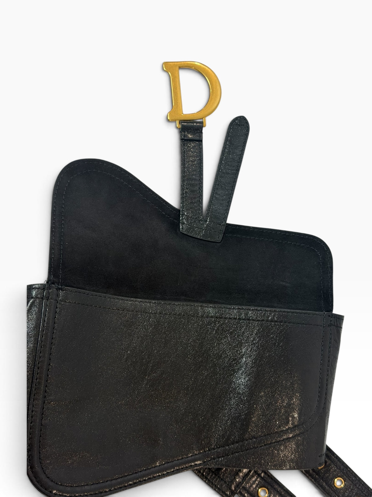 Christian Dior Black Leather Saddle Belt Bag | Pre-Owned