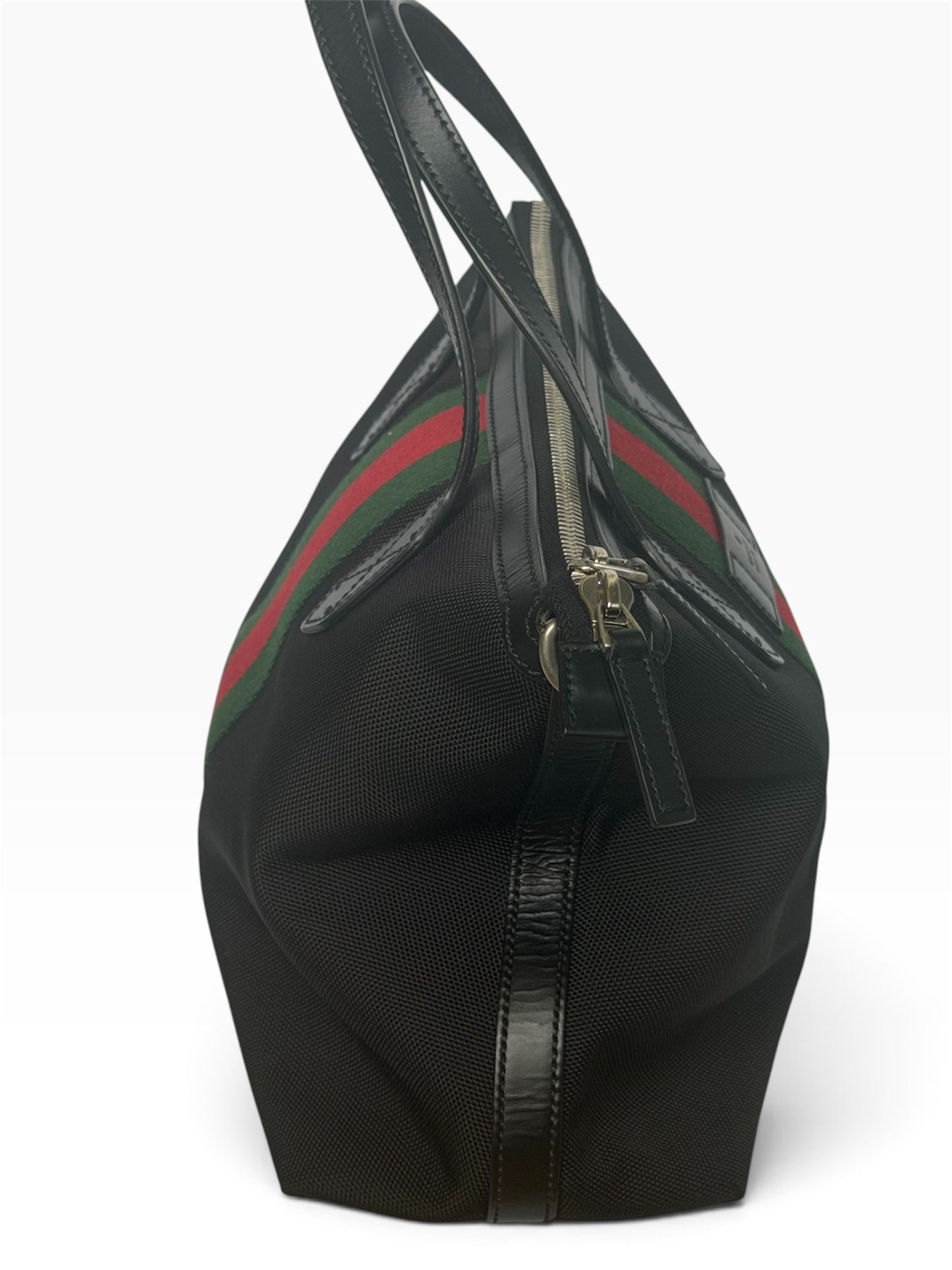 Gucci Black Canvas Stripe Tote Bag | Pre-Owned