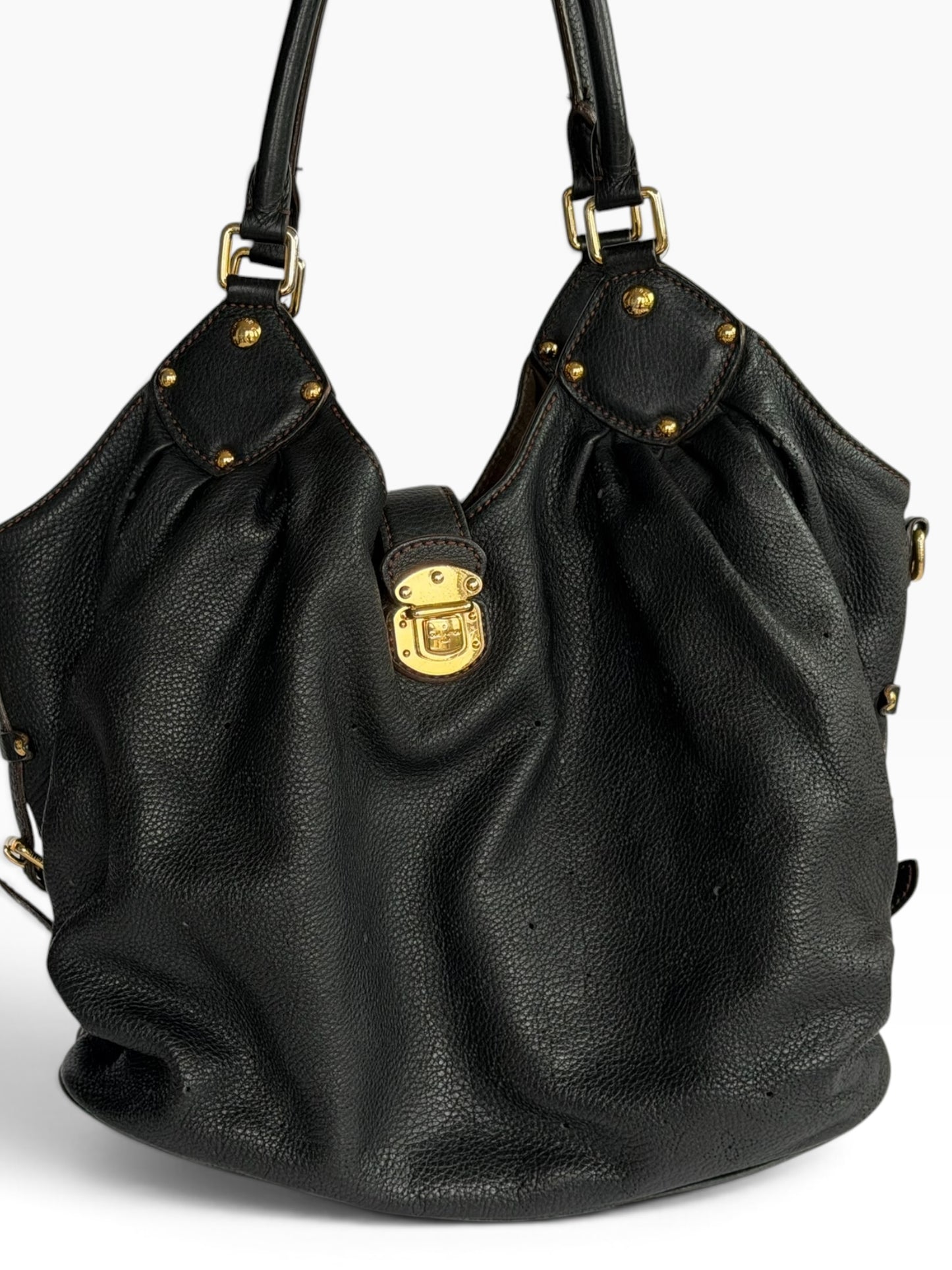 Louis Vuitton Black Leather Mahina Hobo Bag | Pre-Owned