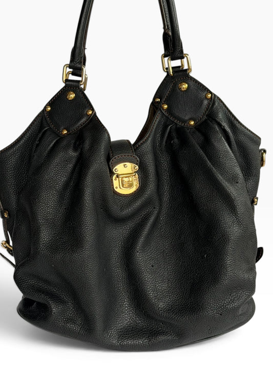 Louis Vuitton Black Leather Mahina Hobo Bag | Pre-Owned