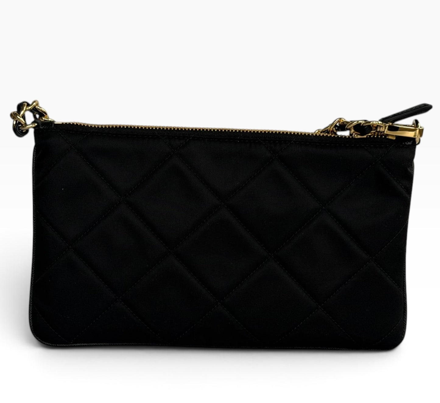 Prada Black Quilted Nylon Chain Shoulder Bag | Pre-Owned