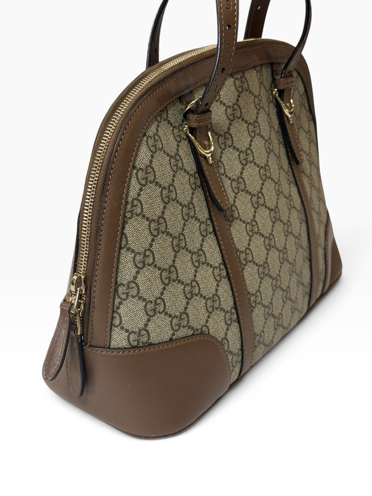 Gucci GG Supreme Dome Boston Bag in Brown | Pre-Owned