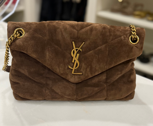 YSL Puffer Medium- brown suede