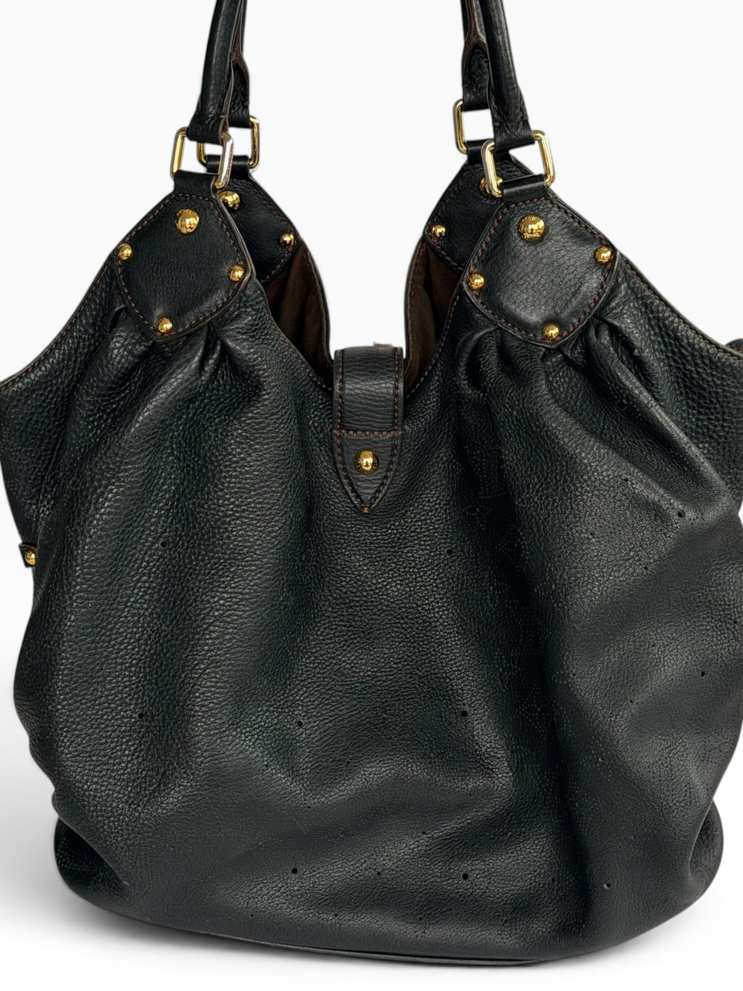Louis Vuitton Black Leather Mahina Hobo Bag | Pre-Owned