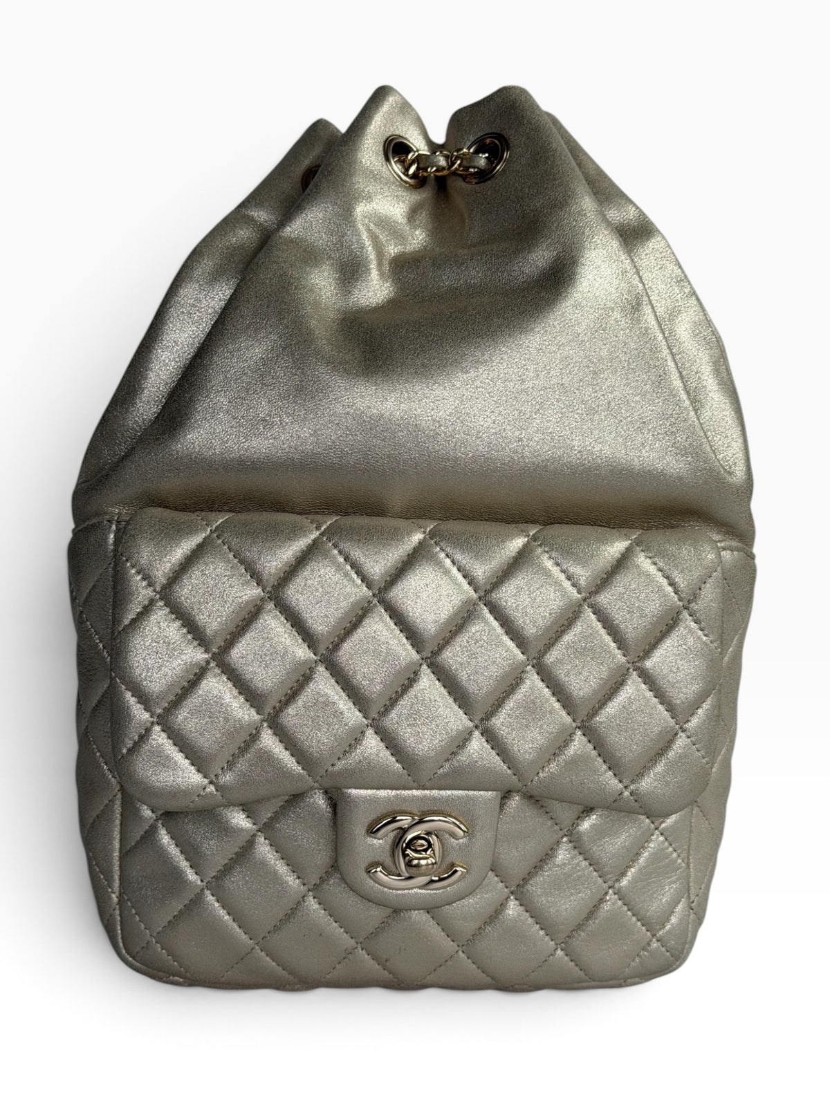 Chanel Small In Seoul Metallic Light Gold Lambskin Backpack | Pre-Owned