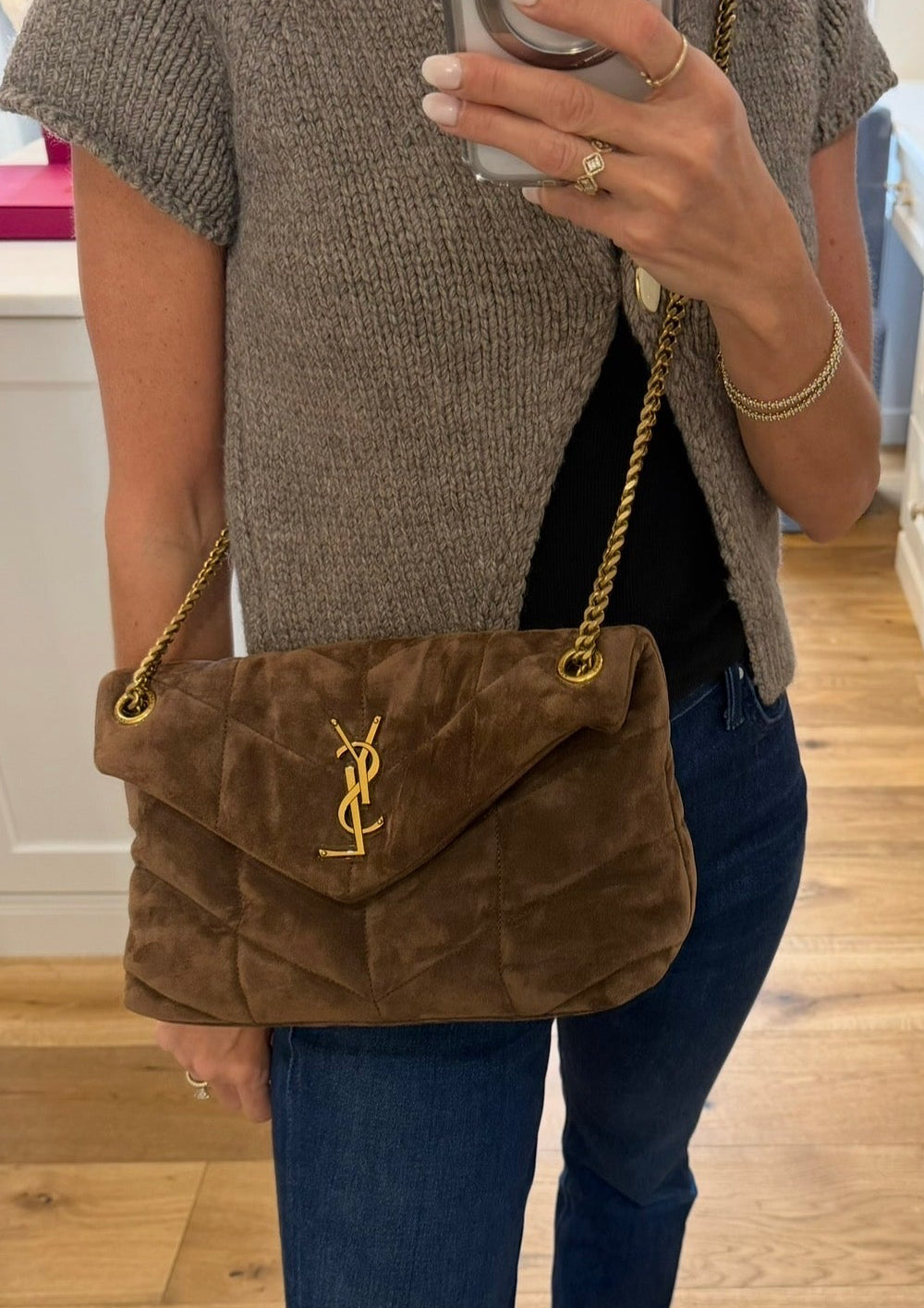Saint Laurent  Brown Suede Shoulder Bag | Pre-Owned
