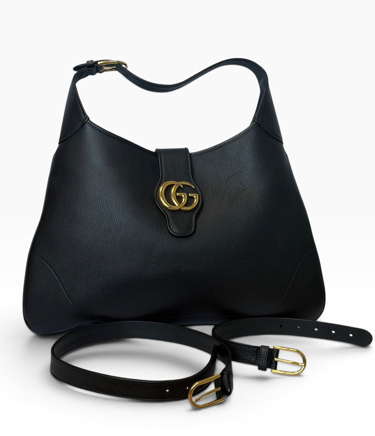 Gucci Black Leather GG Shoulder Bag | Pre-Owned