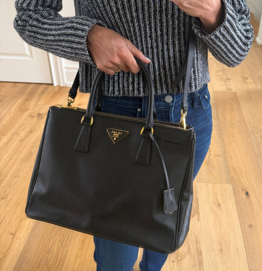 Prada Galleria Black Leather Tote Bag | Pre-Owned