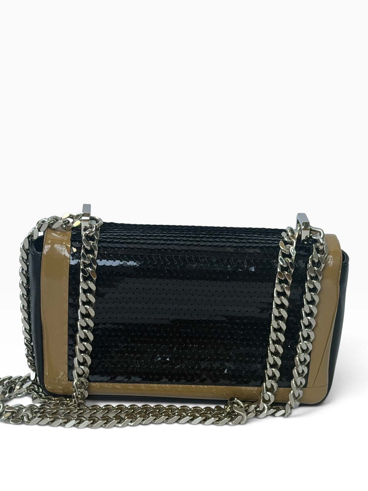 Burberry Black Sequin & Leather Chain Shoulder Bag | Pre-Owned