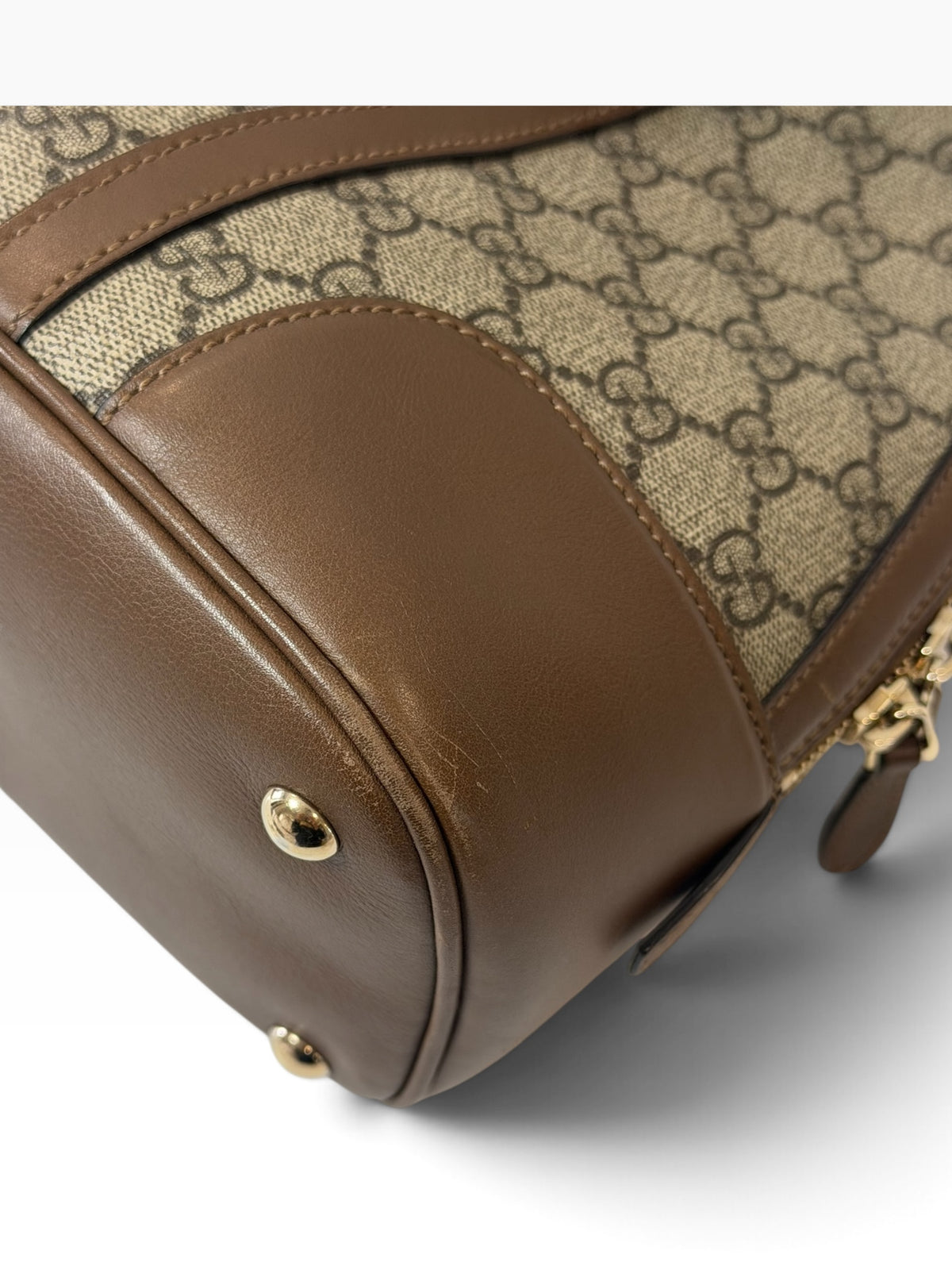 Gucci GG Supreme Dome Boston Bag in Brown | Pre-Owned