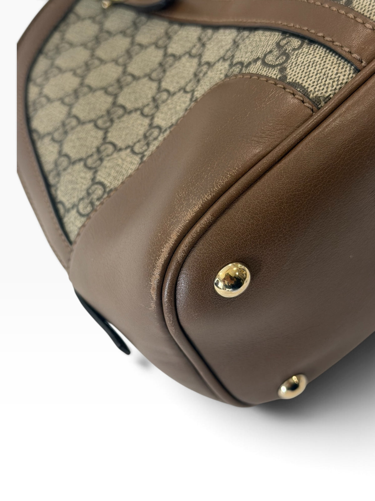 Gucci GG Supreme Dome Boston Bag in Brown | Pre-Owned